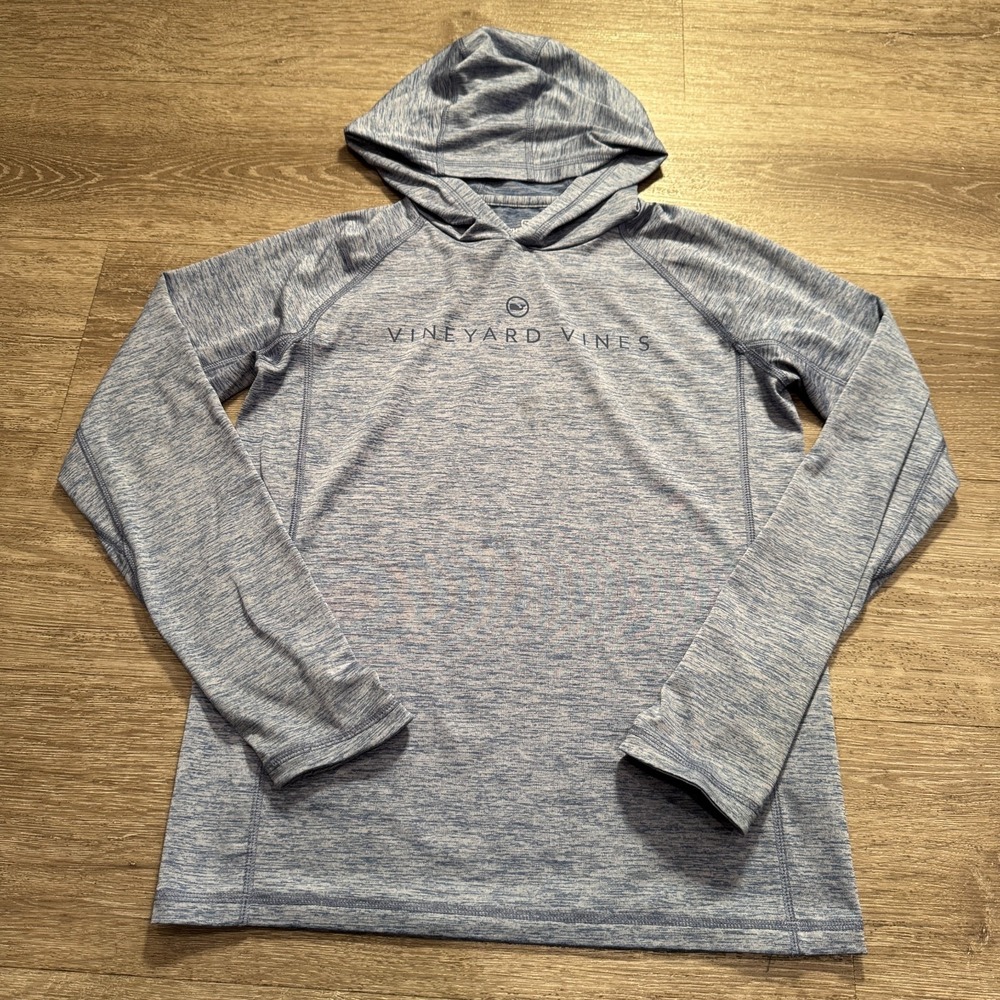 Vineyard Vines Hoodie Mens M Blue Heather Polyester Performance Pullover Outdoor